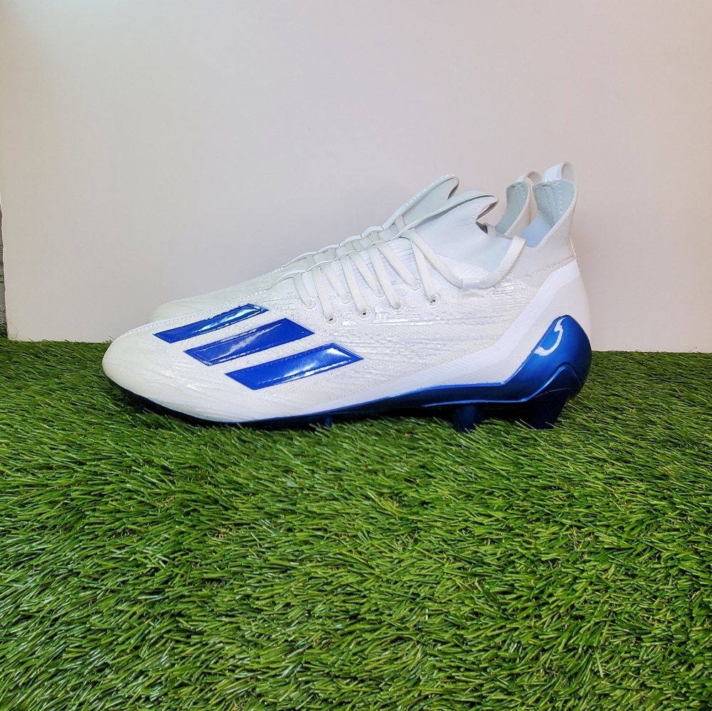 Adidas Size 12.5 Adizero Primeknit Football Cleats Royal Blue White GV9621 Za1